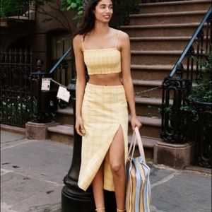 ZARA YELLOW CHECK CROP XS NWT